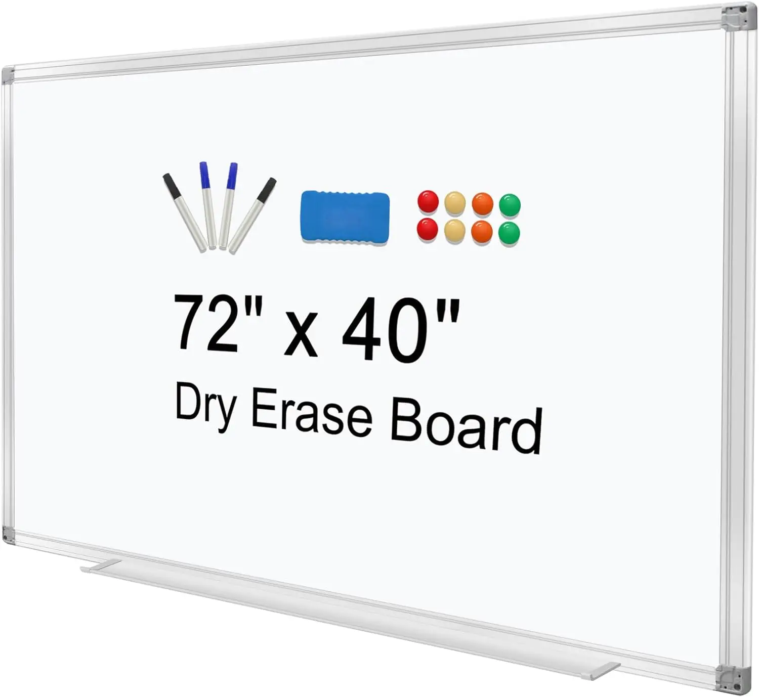 

72x40 Inch Magnetic Dry Erase Whiteboard with Pen Tray, Wall-Mounted for School, Office, Home Use