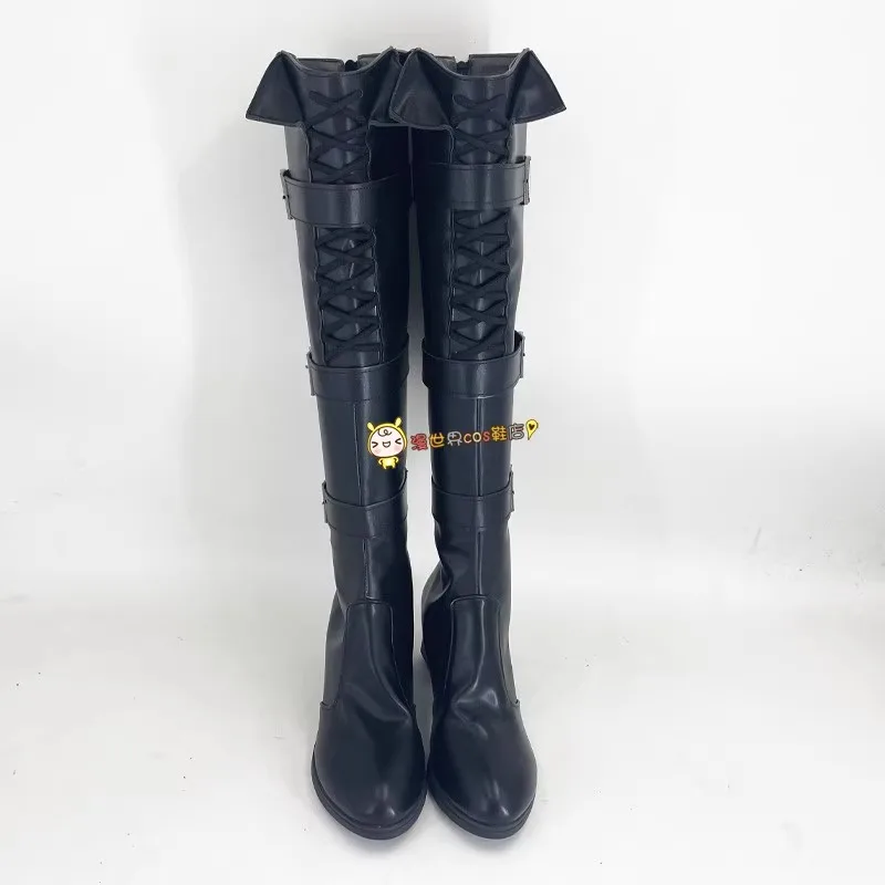 Love and Deepspace ザビエル ヒロイン コスプレ靴 コスチュームシューズ ブラック フェイクレザーシューズ