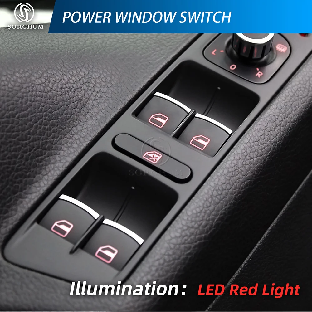 SORGHUM 5ND959857 1K4959857B Master Window Switch Single Button For VW Jetta Golf GTI MK5 MK6 Passat B6 B7 CC Touran Tiguan Seat