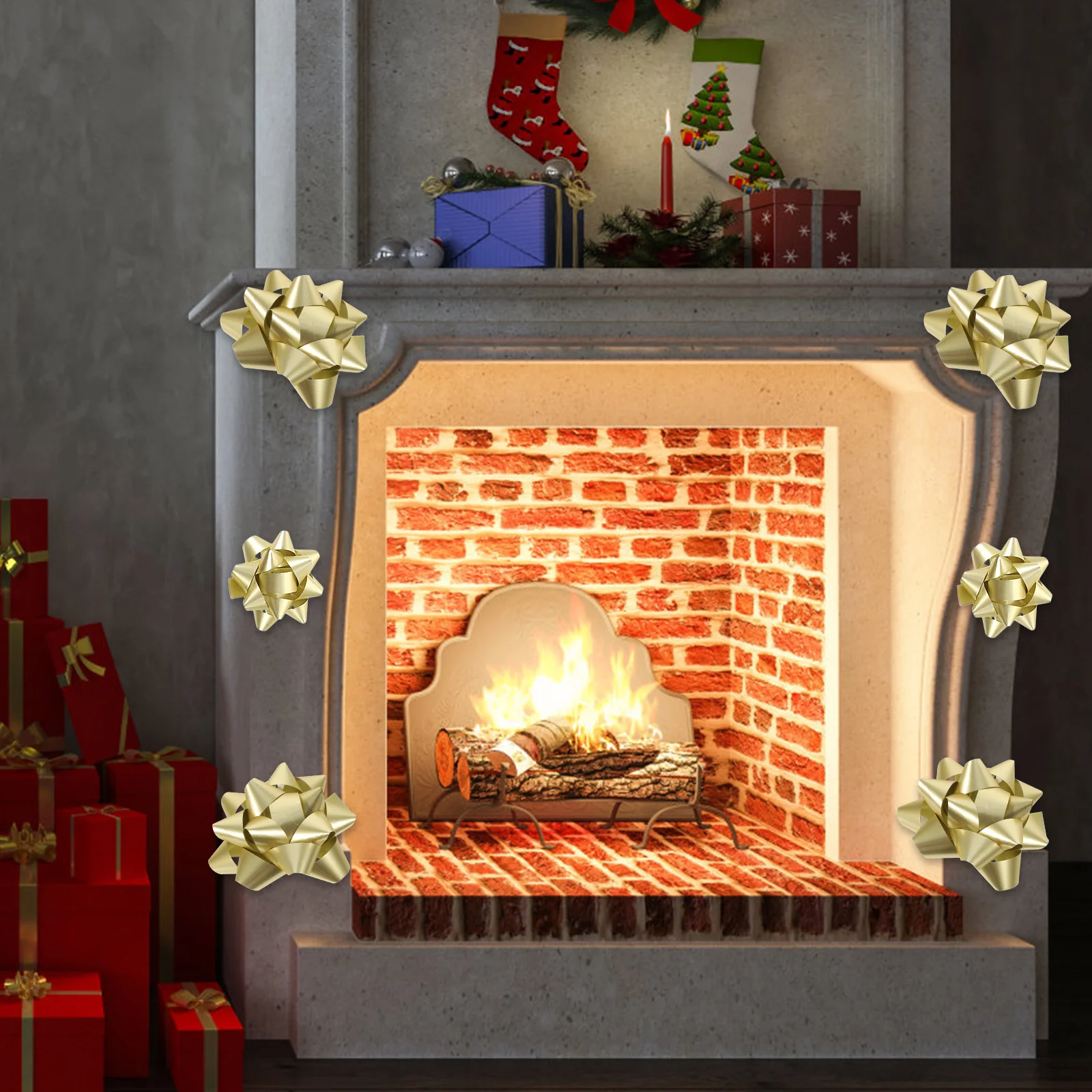 

1Set Shiny Christmas Bows Decor Set Reusable Easy Install Gift Wrapping Supplies Christmas Bows Valentine's Day Gift Bow