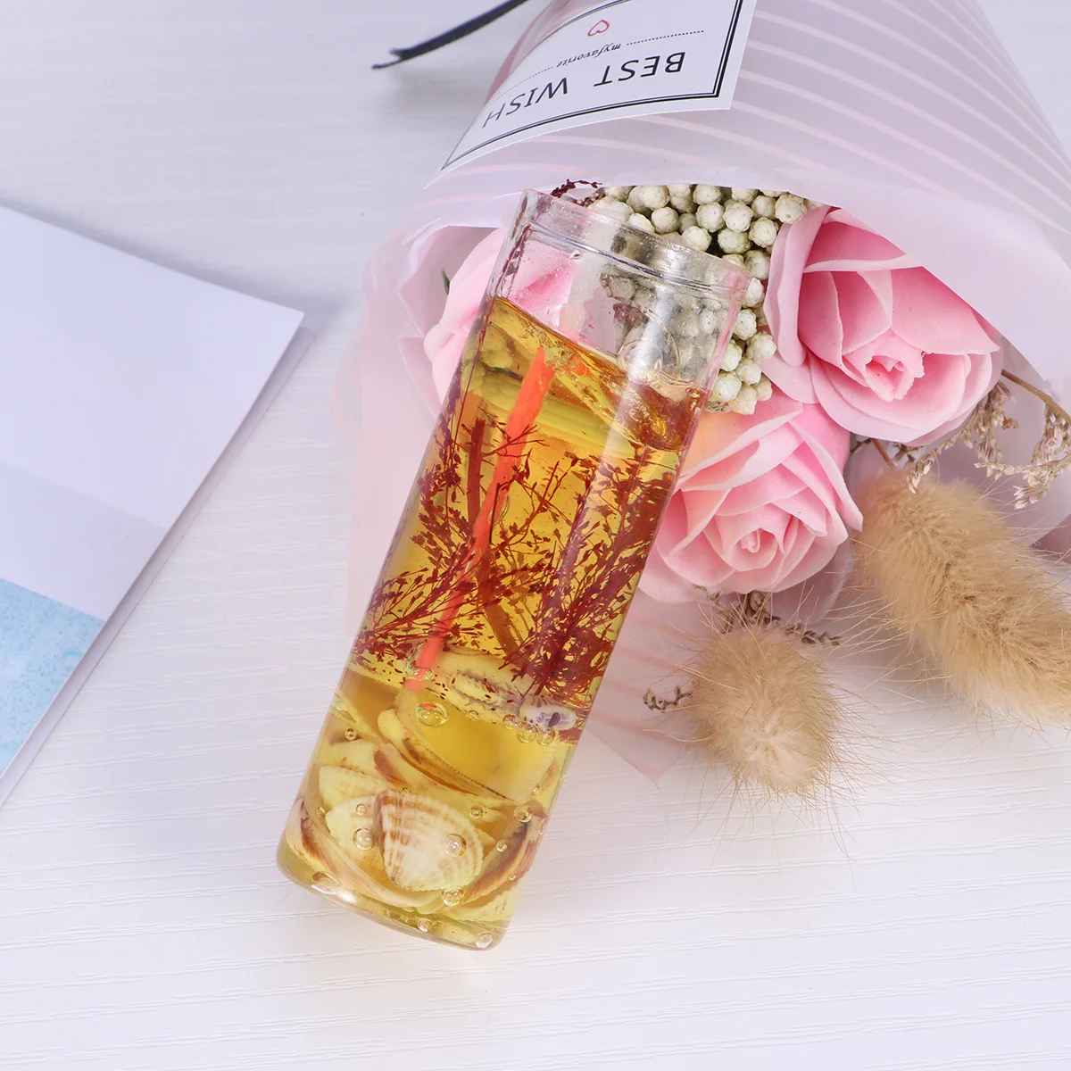 

1 шт., океанские романтические ароматические ракушки, хрустальная стеклянная бутылка, бездымная, полурафинированная для домашней вечеринки