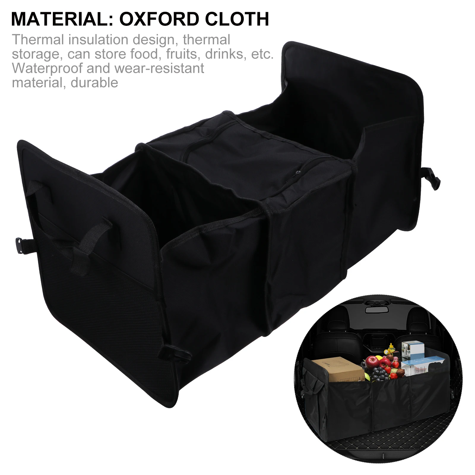 

Car Trunk Storage Box Insulation Box Oxford Cloth Waterproof Dustproof ganizer Black Foldable Travel Hiking Climbing Outdoor