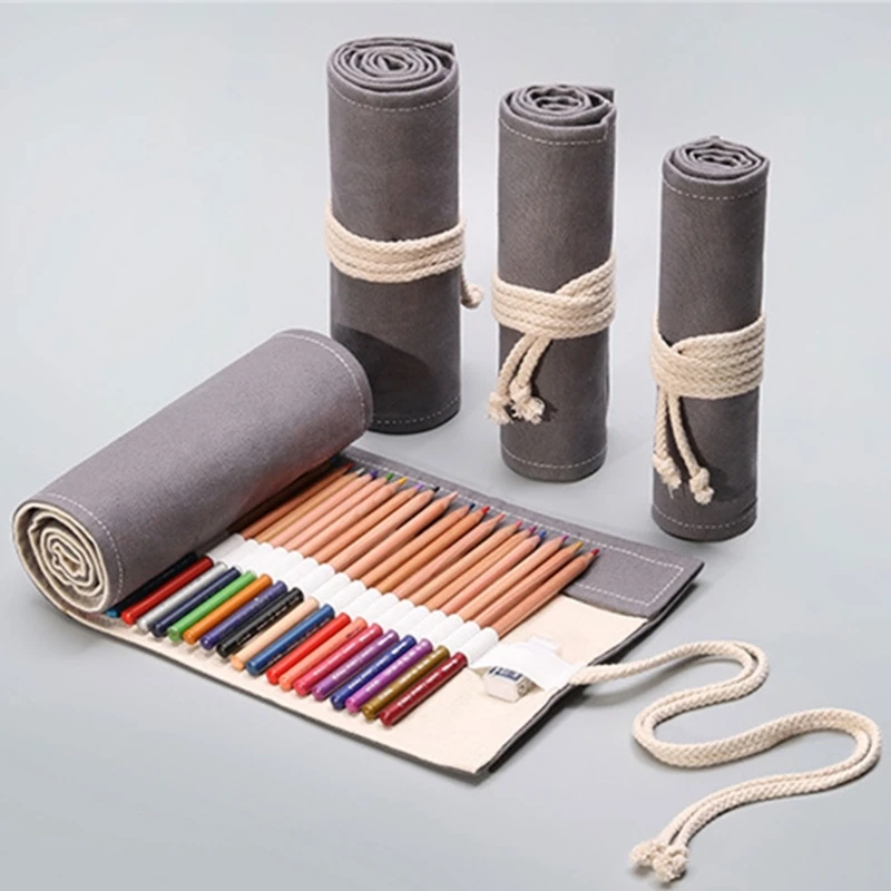 Bleistift Fall Schule Liefert Student Kunst Stift Tasche Beutel Leinwand Stift Wrap Rolle Make-Up Kosmetik Pinsel Stift Lagerung Schreibwaren