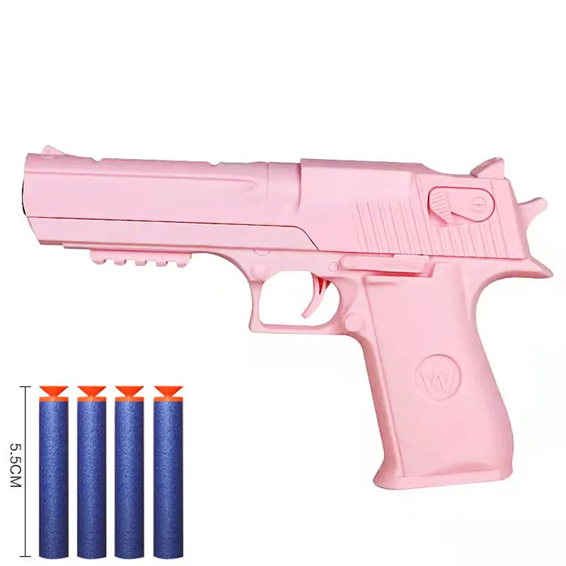 Children Toy Guns Desert Eagle Pistol Manual Handgun Toy Foam Dart Blaster Shooting Model Launcher For Boys Girls Outdoor Games