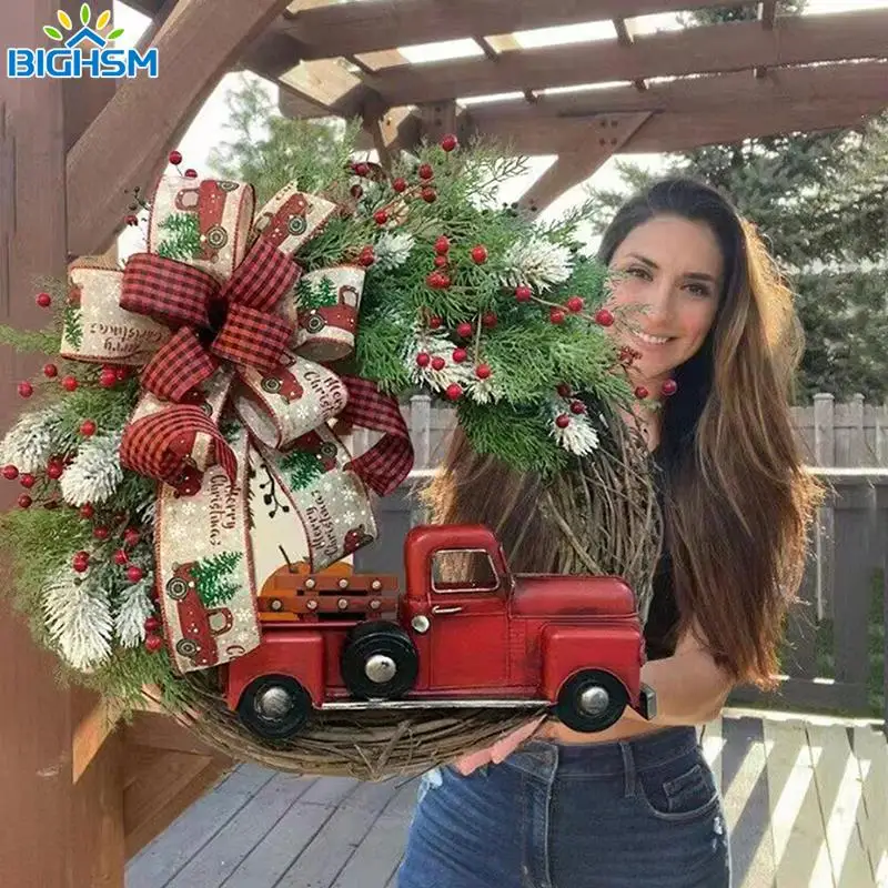 عيد الميلاد القوس سيارة صغيرة إكليل ، حديقة الباب ، وهمية زهرة الديكور ، مهرجان غصين بيري اكسسوارات ، ديكور المنزل الطرف ، 35 سنتيمتر ، 2024