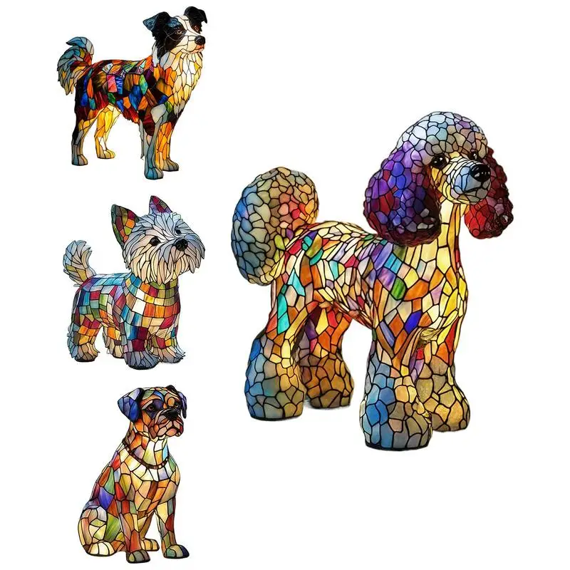LED Animal Resin Table Lamp Dog Series Bedside Night Light Home Ornament for Living Room Bedroom Office Home Decorations