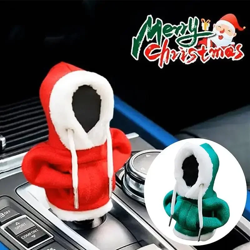 Universal Mini Sweatshirt Gear Knob Protector Festive Xmas Christmas Hoodie Car Gear Shift Cover Car Interior Decoration Gift