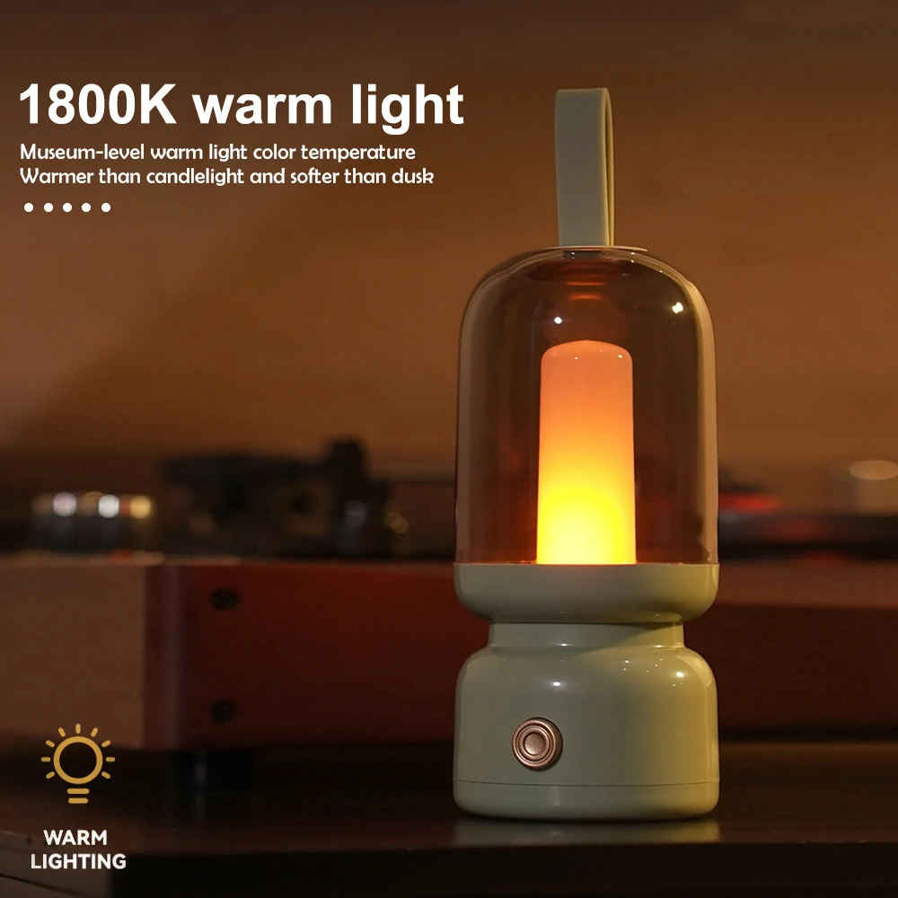D2 Rechargeable Atmosphere Night Light Warm White Retro Lantern Candlelight Night Lamp For Beside Table Lamp Desk Kid Home Decor