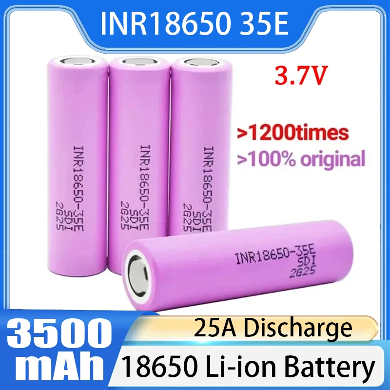 1-100pcs 18650 Battery 3.7V 3500mAh 25A Discharge INR18650 35E Li-Ion Lithium Ion Screwdriver Flashlight Rechargable Batteries