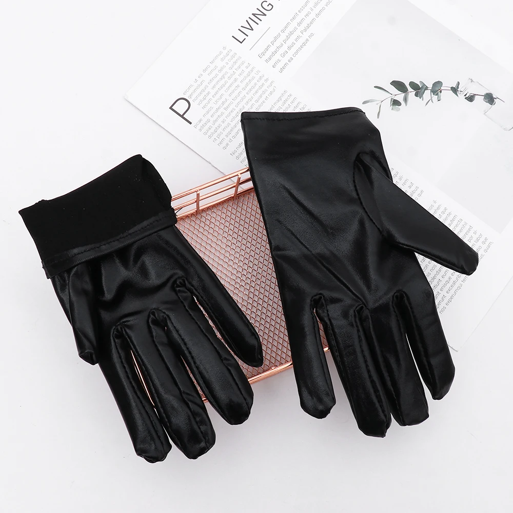 Fashion Female Thin Breathable PU Leather Punk Hip Hop Pole Dance Mitten Women Half Finger Driving Nightclub Show Gloves A74