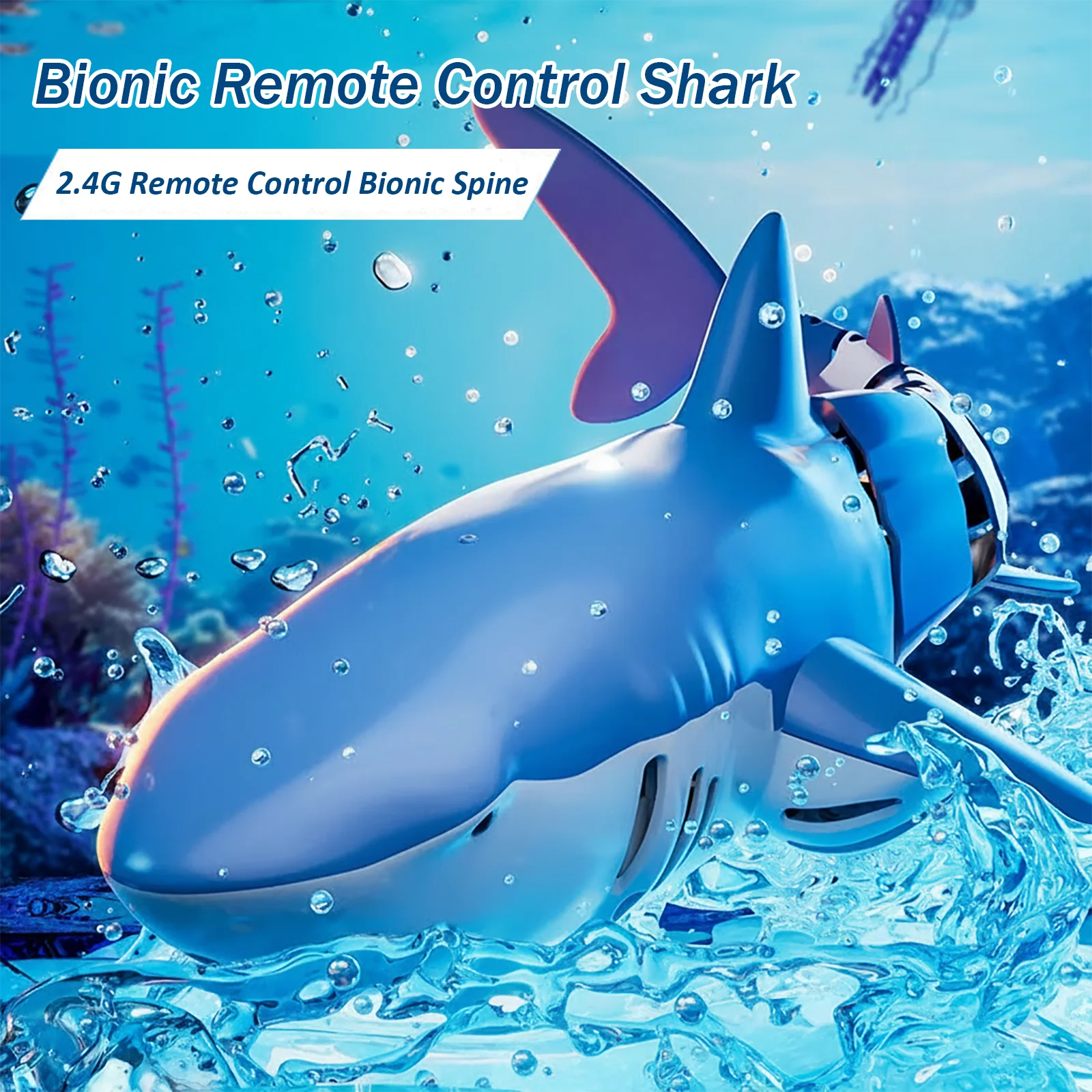 

2,4G RC Электрическая игрушка-акула с подсветкой и распылителем, водонепроницаемый робот-рыба с дистанционным управлением для детей, мальчиков, бассейна, ванны, игры на открытом воздухе, водные игры
