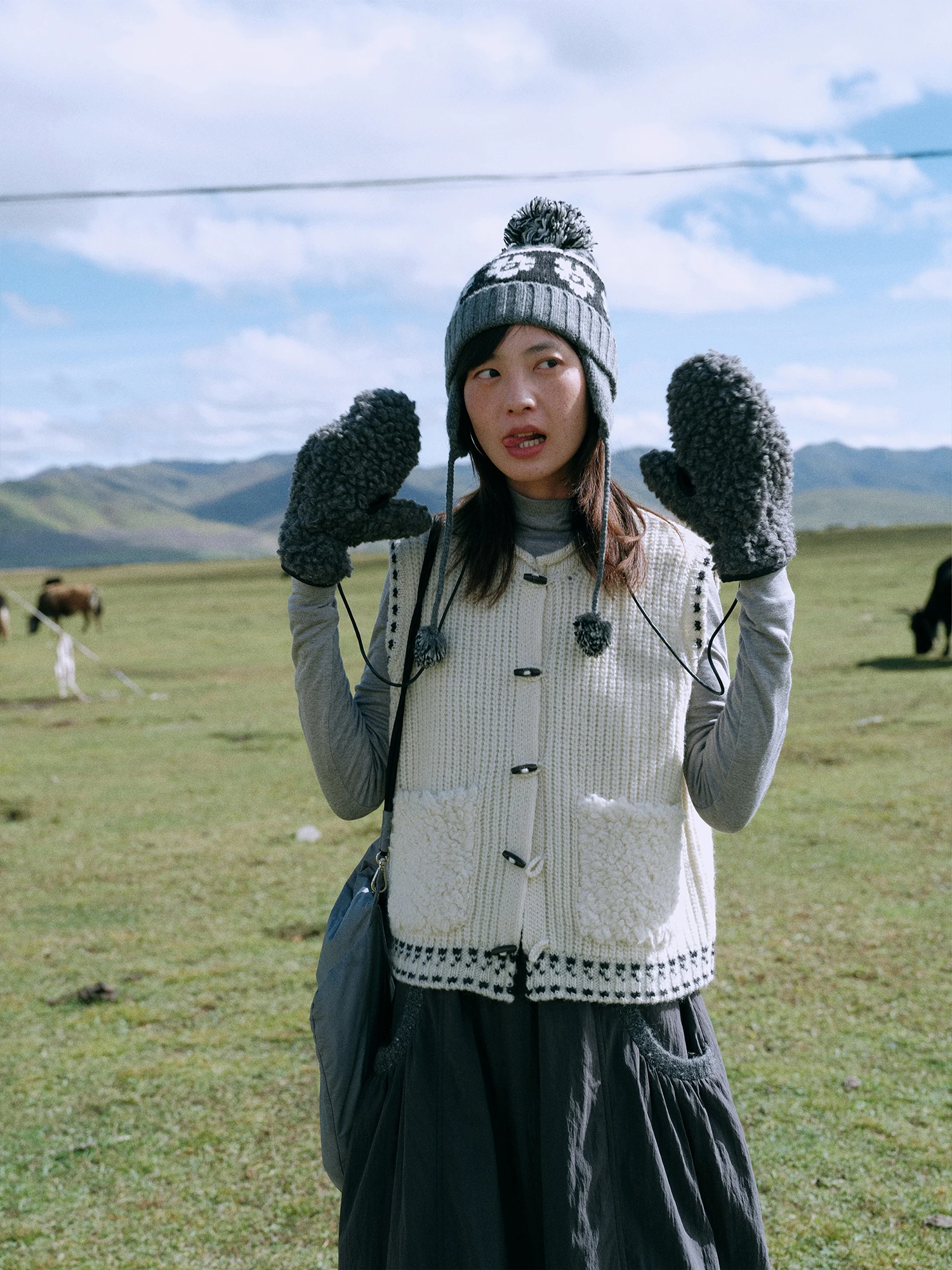 

Шерстяной вязаный жилет ручной работы с кет от Fang Er Ji, теплый осенне-зимний женский модный кардиган прямого кроя Sle