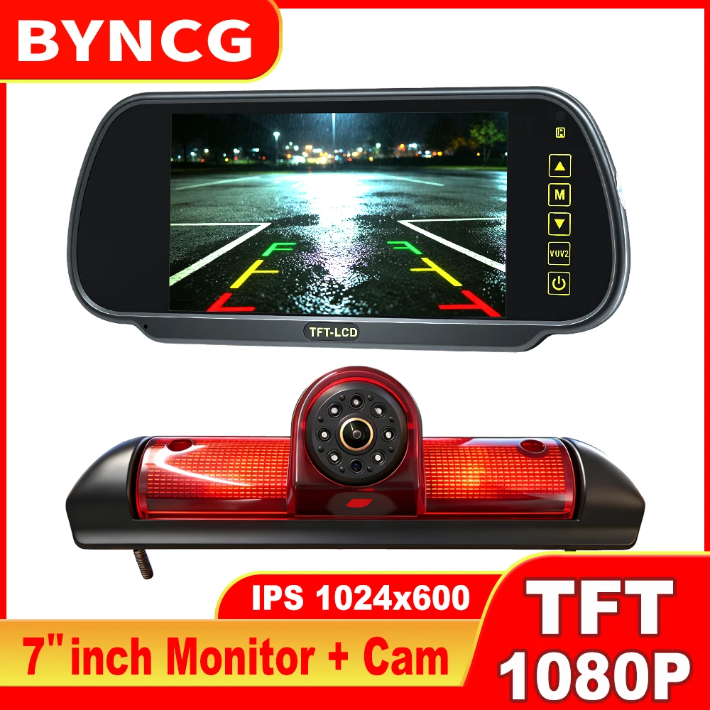 Brake Light Reversing Camera Kit with 7' inch Rear View Mirror Monitor For Fiat Ducato,Citroen Jumper,Peugeot Boxer