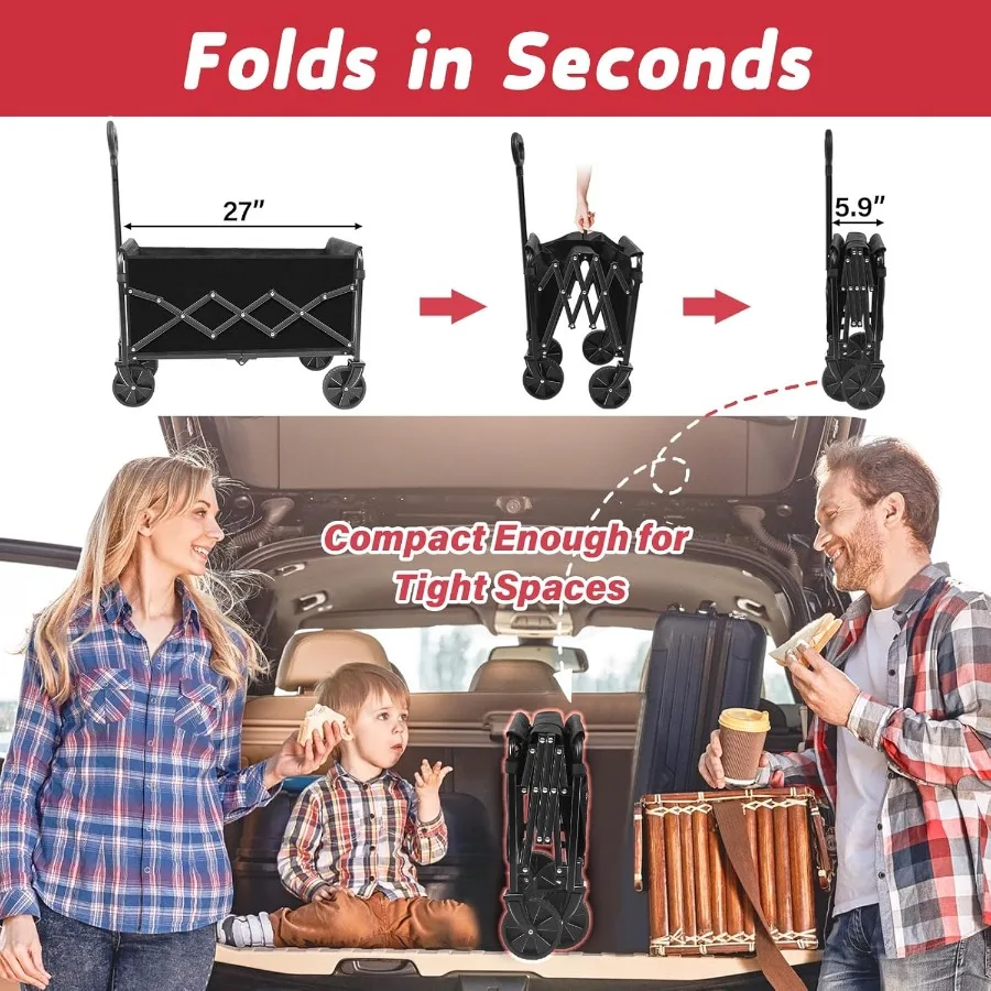 عربة عربة قابلة للطي للتخييم على الشاطئ والرياضة والحديقة عربة أدوات خفيفة الوزن محمولة قابلة للطي مع تصميم عجلات قابل للطي fo #6