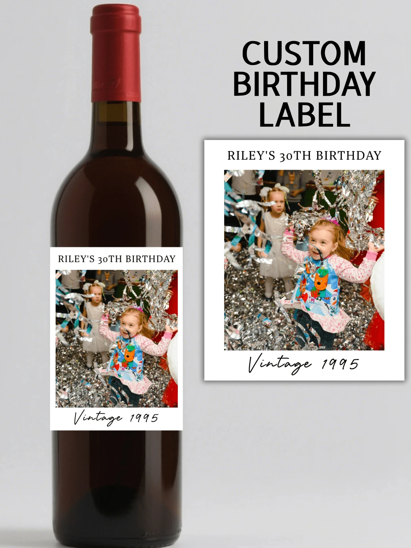 Any Sizes Custom Photo Wine Label Vintage Waterproof Wedding Engagement Anniversary Couple Parents Gifts Champagne Whiskey