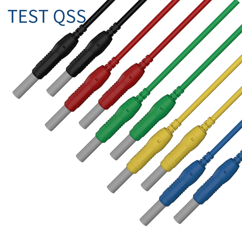 

QSS 5PCS 100CM 4MM Retractable Safety Dual Banana Plug Test Lead Nickel Plated Copper Banana Plug Electrical Tool