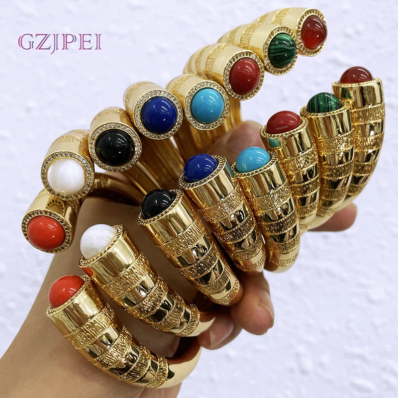 

Gold Plated Bangle And Rings Set Vintage Bracelet For Women Fashion Jewelry Wedding Party Gift