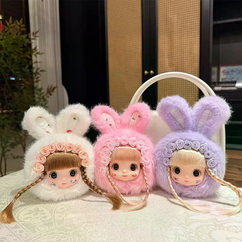 

Cute Rabbit Ears Vinyl Face Plush Doll Series Pendant Backpack Hangings Decoration Gifts