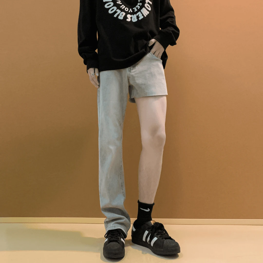 

Cement e ey Micro Flared Jeans Men's Autumn American High Street Vibe Knife Pants Slim Fit Narrow Version Straight Leg