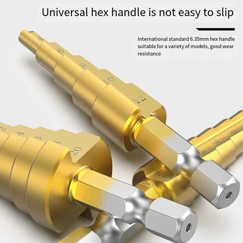 3 шт., ступенчатое сверло с шестигранной ручкой, большой экспорт