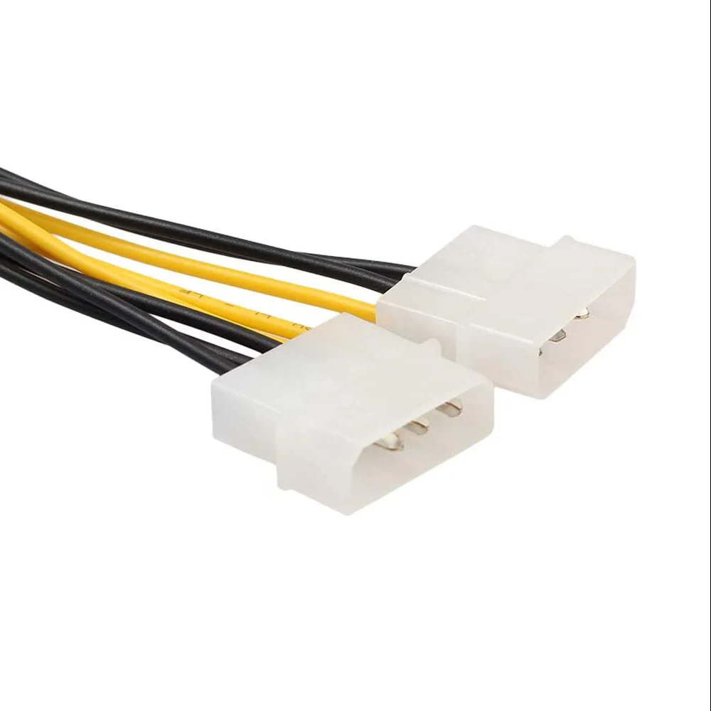 2 Pack 8 Pin PCIe to Dual 4 Pin Molex Power Cable PCI-E 8 Pin to Dual 4 Pin Power Cable Video Graphics Card Power Cable