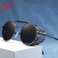 CRSD 2022 Women Men Retro Steampunk Sun Glasses Gothic Brand Designer Vintage Round Punk Sunglasses Women Oculos Round Eyeglases