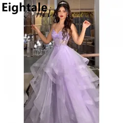 Eightale 2024 Princess A Line Shinning Evening Dresses For Wedding Party Spaghetti Straps Formal Prom Dress Dubai Party Gown