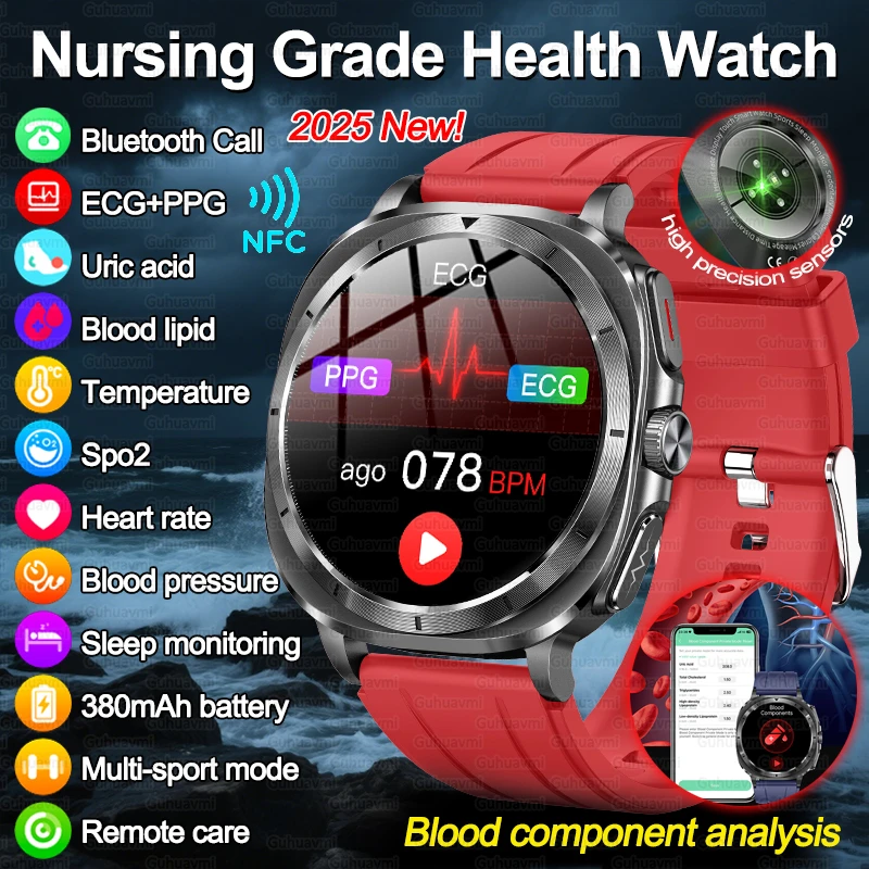 

2025 Новые умные часы для анализа крови, ЭКГ + PPG, точные липиды в крови, мочевая кислота, Bluetooth-вызов, NFC, умные часы DT Watch 7 Ultra