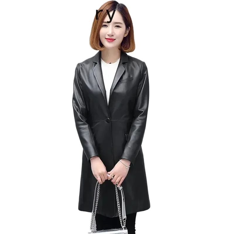 

2024, женская куртка из натуральной овчины, пальто из натуральной овчины, костюм с воротником, Тренч, тонкие кожаные куртки Chaqueta Cuero Mujer