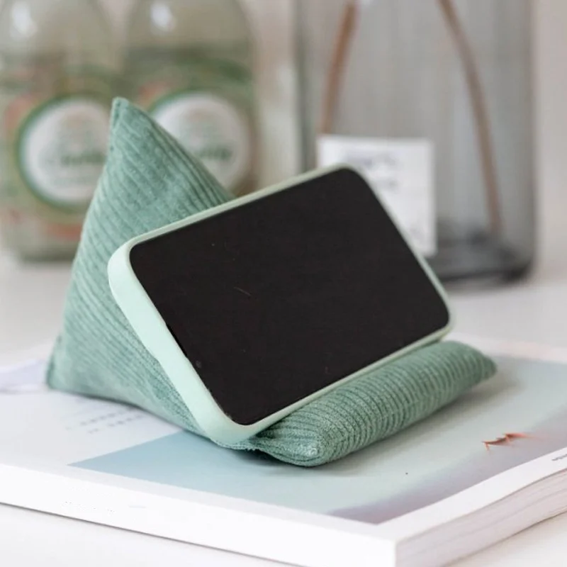 1pc suporte de telefone travesseiro, cor sólida criativo mini suporte de almofada de escritório para smartphone-organizador de mesa, travesseiro compacto, base antiderrapante