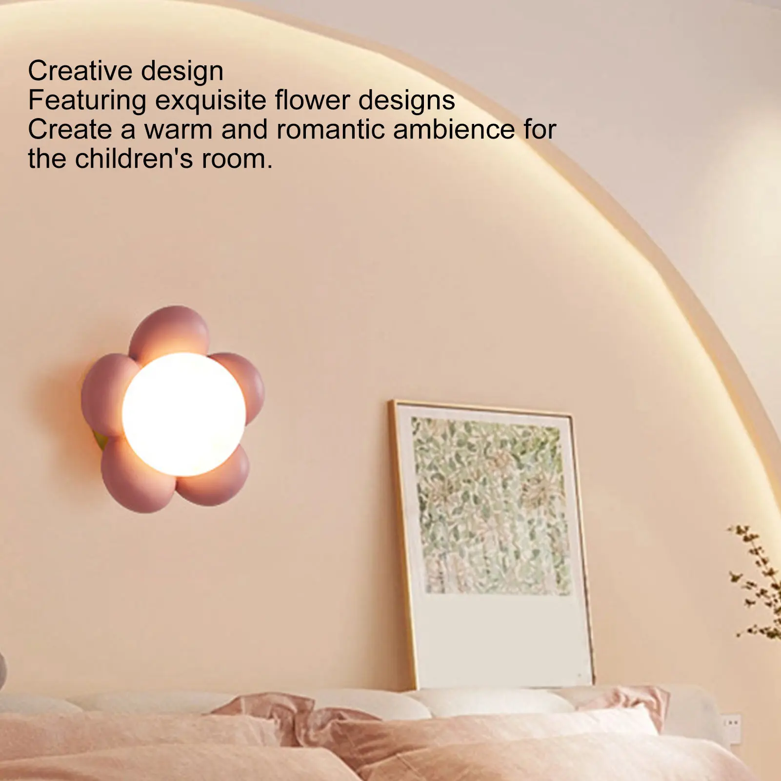 ZK40 เด็กการ์ตูนดอกไม้โคมไฟข้างเตียงโคมไฟกลางคืน Wall Sconce สําหรับห้องนอนเด็กห้องนั่งเล่น 100-240V