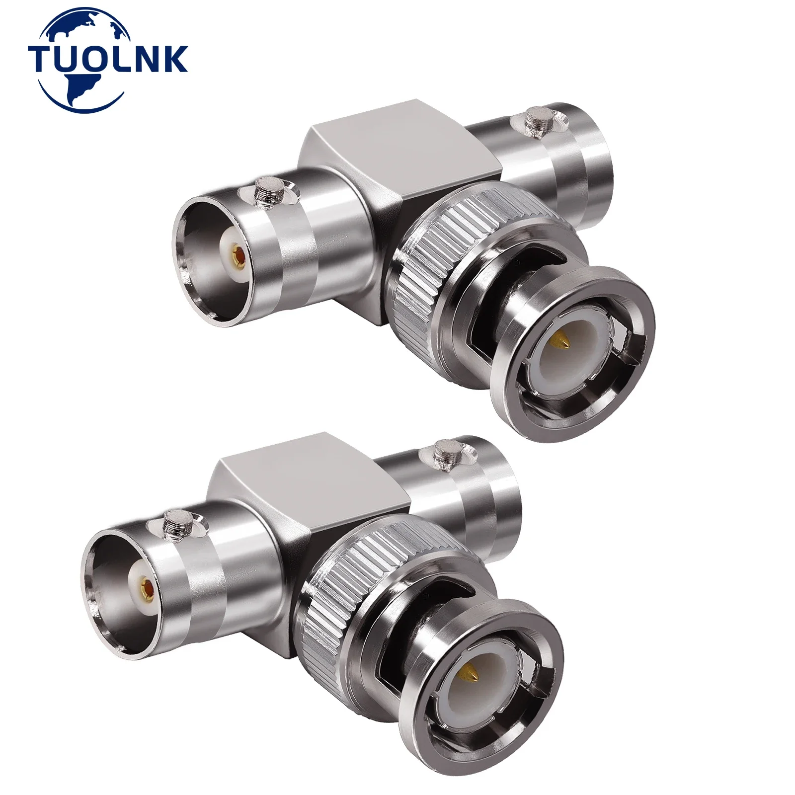 BNC Triple Tee Connector BNC Male to Dual BNC Female T Shape Series RF 3 Way Adapter RF  Coaxial Adapter for Coaxial Cable