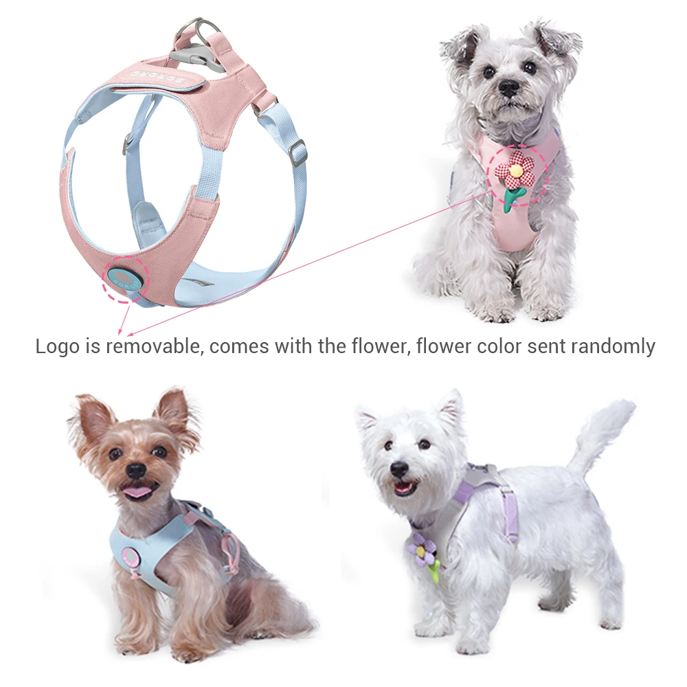 Pet Dog Harness for Small Dogs Light Weight Soft Dog Harness Vest Non-Escape Embrace Puppy Harness with Leash for French Bulldog