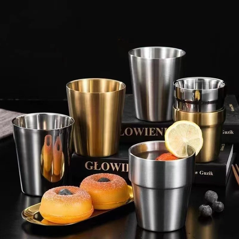 

Double-walled Espresso Cups 304 Stainless Steel Mug Coffee Cup Beer Mug Wine Glasses Tea Mugs Insulation Cold Insulation
