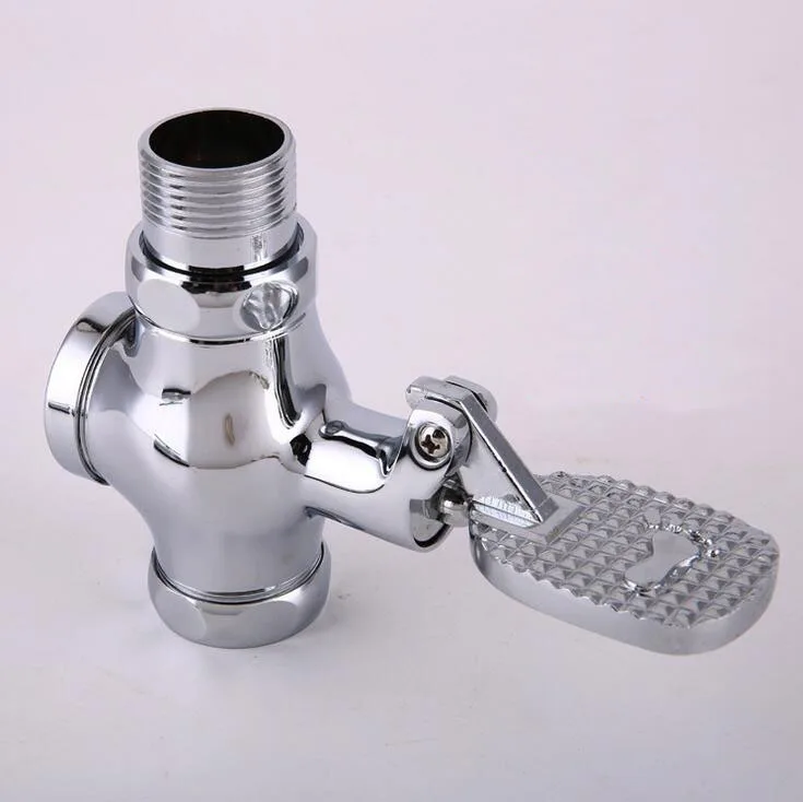 Foot-pressing type public toilet / WC flush valve, 1 Inch Copper stool flushing valve, Urinal flush valve chrome plated