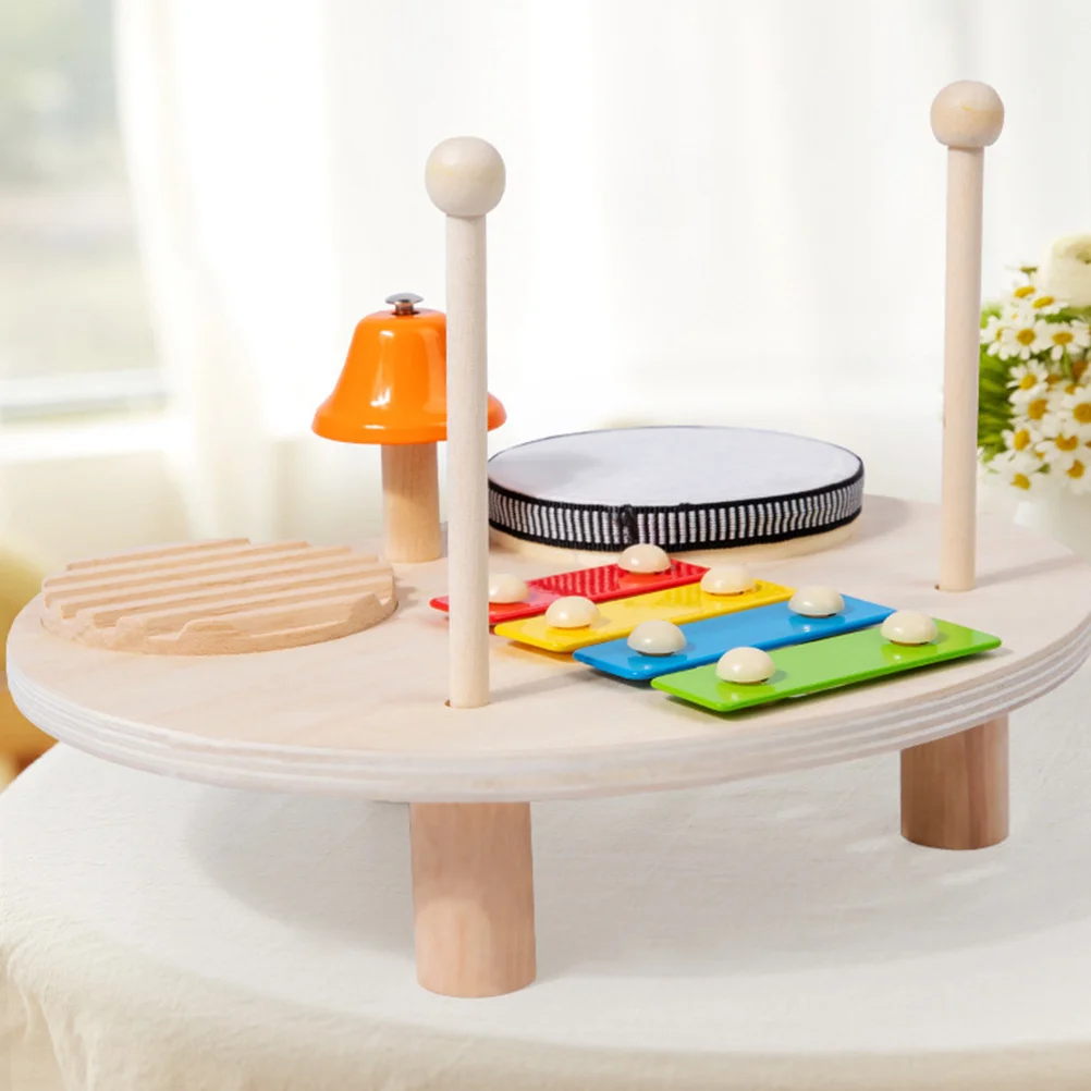 1Set Kids Xylophone Drum Set Wooden Musical Table Light Weight Educational Percussion Instruments Early Development Fun Musical