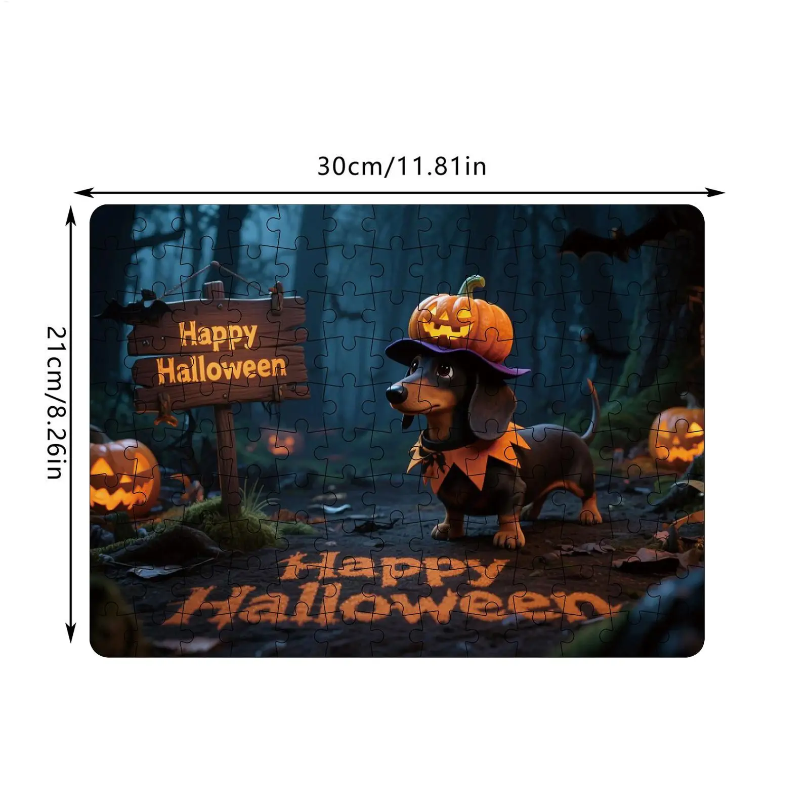 Puzzle Halloweenowe 130 Elementów Puzzle z Dynią i Zwierzętami Zabawna Gra na Halloween Dekoracje Świąteczne Aktywności dla Dzieci i Dorosłych