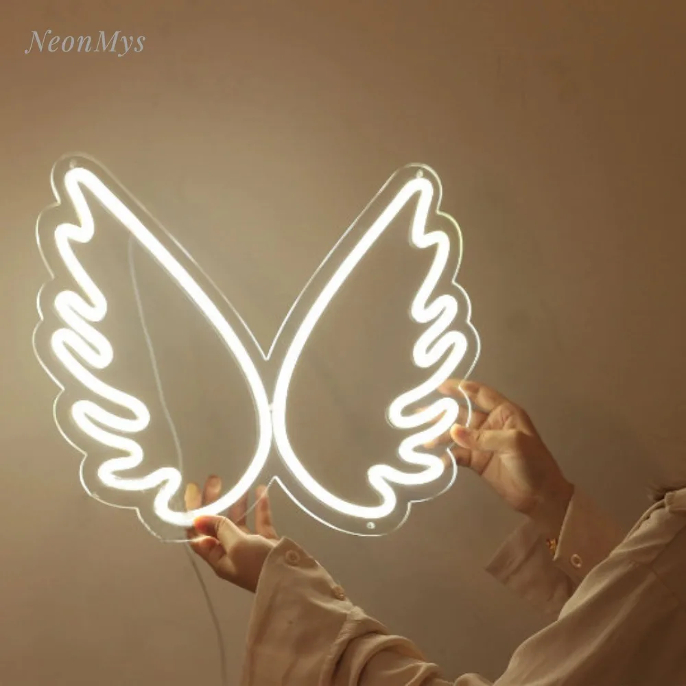 Custom LED Аngel Wings Neon Sign Light for Girls Birthday Decoration Wedding Party Personliazed Gift Photo Zone Decor Neon Wall