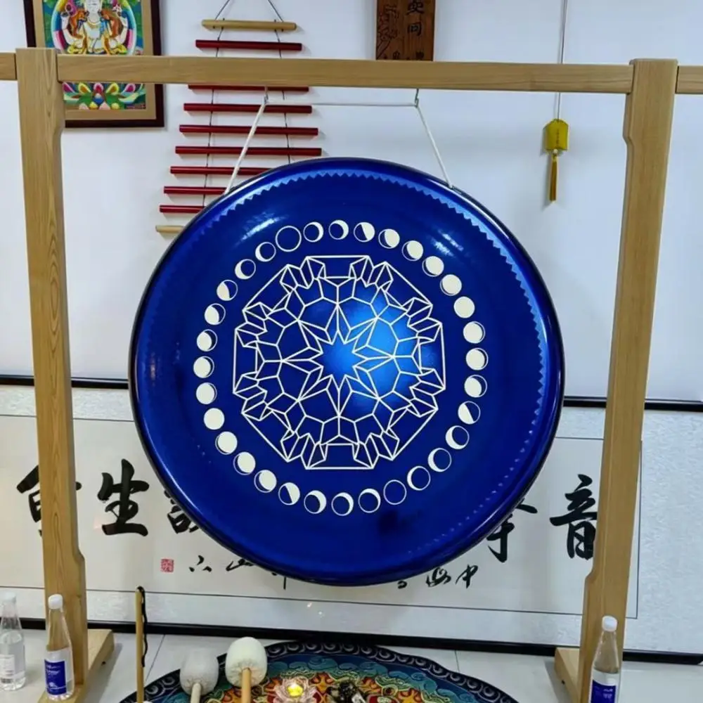 Gongs de guérison sonore - Gong en alliage de nickel, gong géométrique bleu 18'-36' avec maillet gratuit, gong de méditation pour la thérapie par le yoga