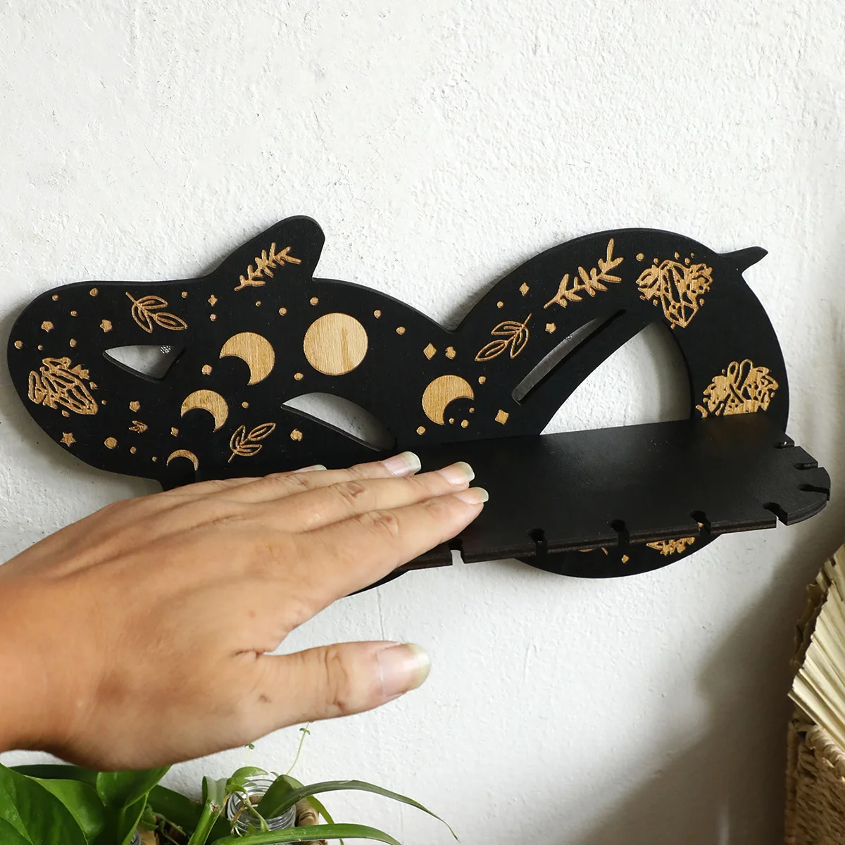 الإبداعية هالوين خشبية الأفعى جدار الجرف الكريستال شمعة تخزين الرف غرفة المعيشة المنزلي شرفة الممر الديكور الحرف #3