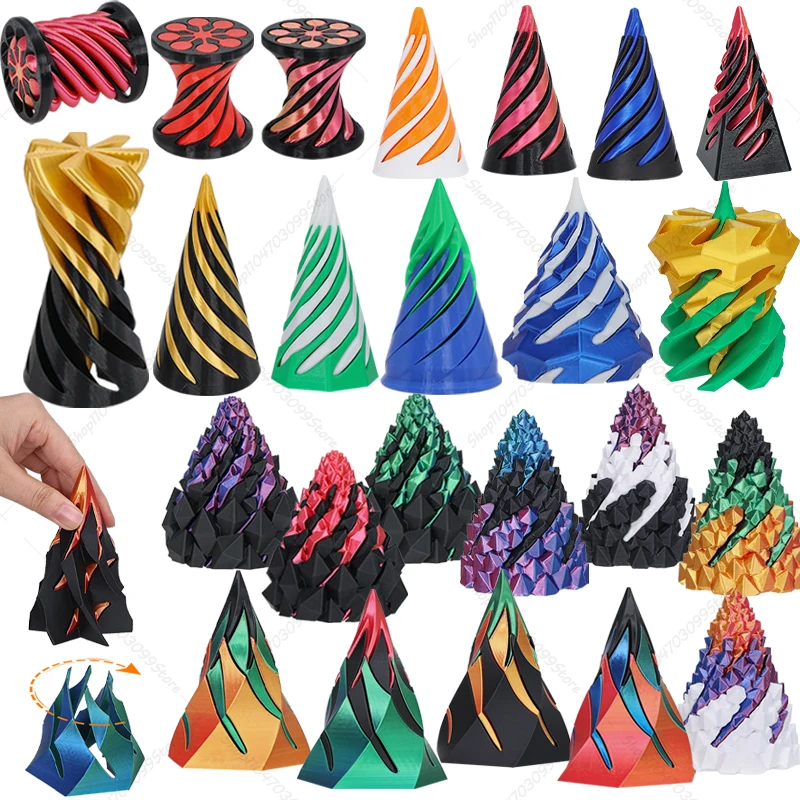 3D-gedrucktes Spiralkegel-Spielzeug, unmöglichke Pyramide, Passthrough-Skulptur, Durchgang durch Pyramide, Mini-Vortex-Faden, Illusionsspielzeug
