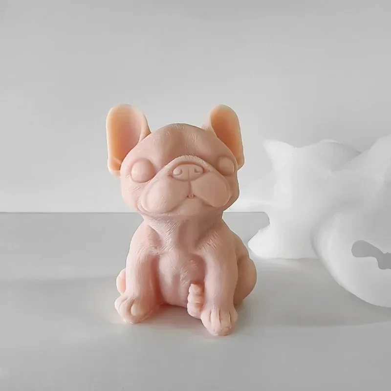 3D Bulldog Silicone Mold DIY Puppy Candle Plaster Molds Cute Dog Decoration Crafts Making Mould