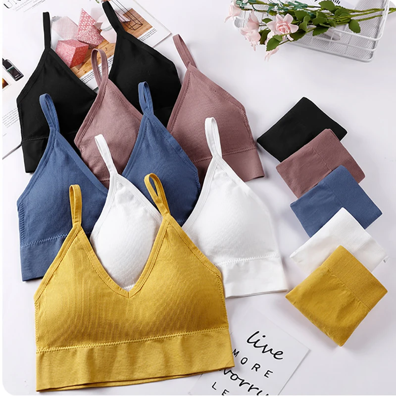 

New Women Seamless Bra Set Sexy Thong Low Waist Panties Wireless Bra Bralette Lingerie Brassiere Cotton Female Underwear Set