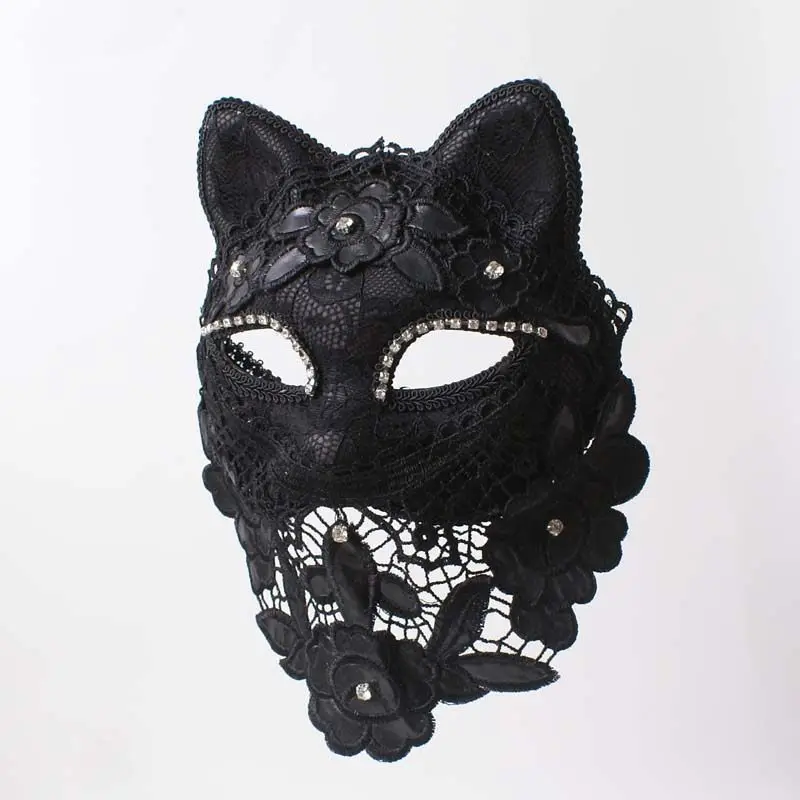 

Black Full Face Catwoman Singing Masked Singer Singing Veil Mask Beautiful Woman Adult Stage Live Fake Mask