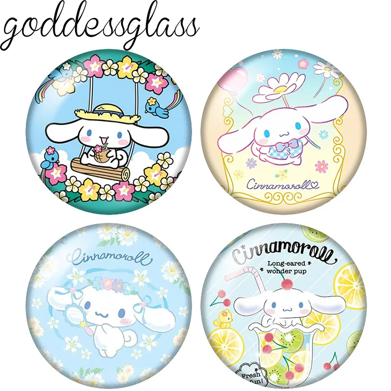 MINISO Sanrio Cinnamoroll Cute Dog 10pcs 12mm/18mm/20mm/25mm Round photo glass cabochon demo flat back Making findings bracelets