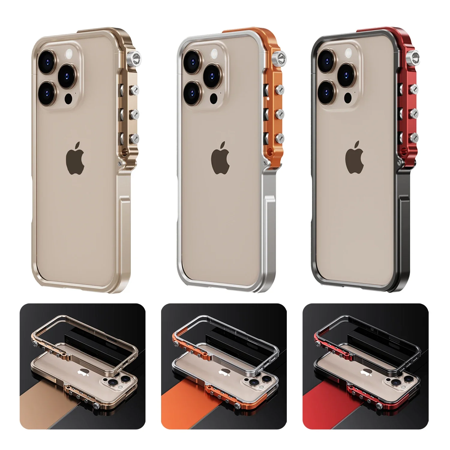 Mechanical Style Full Metal Shockproof Drop-proof Case for iPhone 16 Pro Max 15 Minimalist Mecha Personalized Design Shell