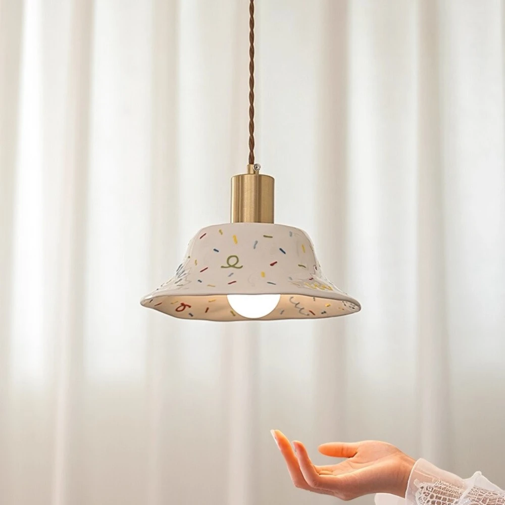 

White pendant light French cream style bedroom bedside lamp antique style hallway ceramic pendant light