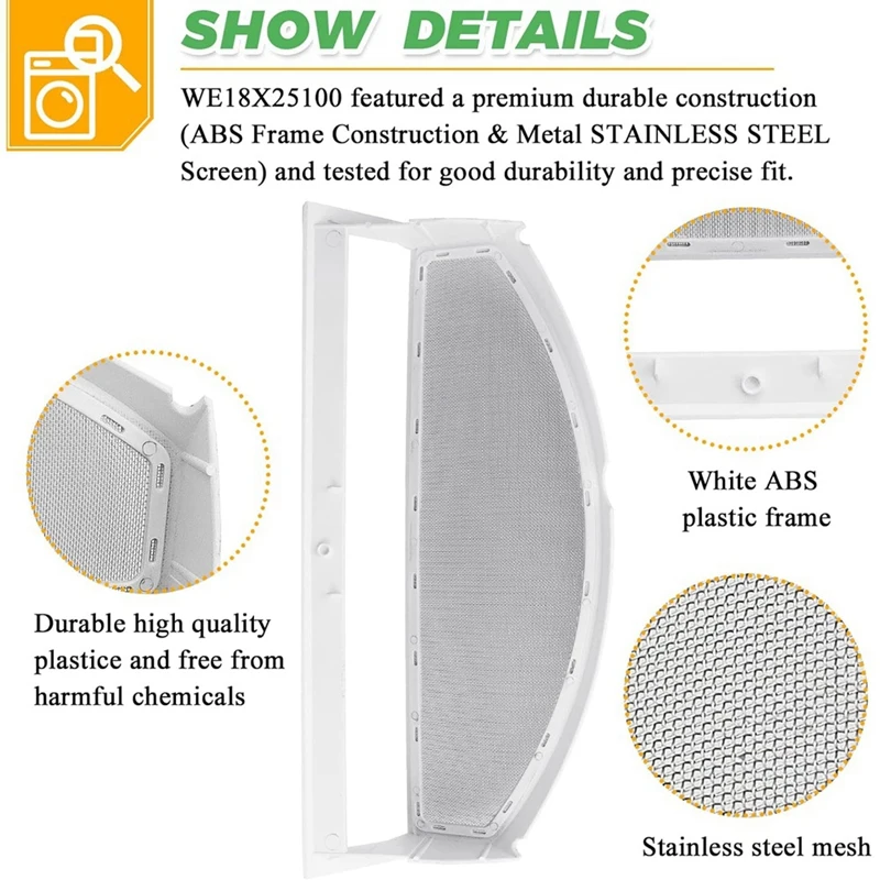 WE18X25100 WE18M19 Dryer Lint Screen Filter Screen Mesh For GE Dryers Replaces WE18M30 WE18M28 AP6037511 PS11767017