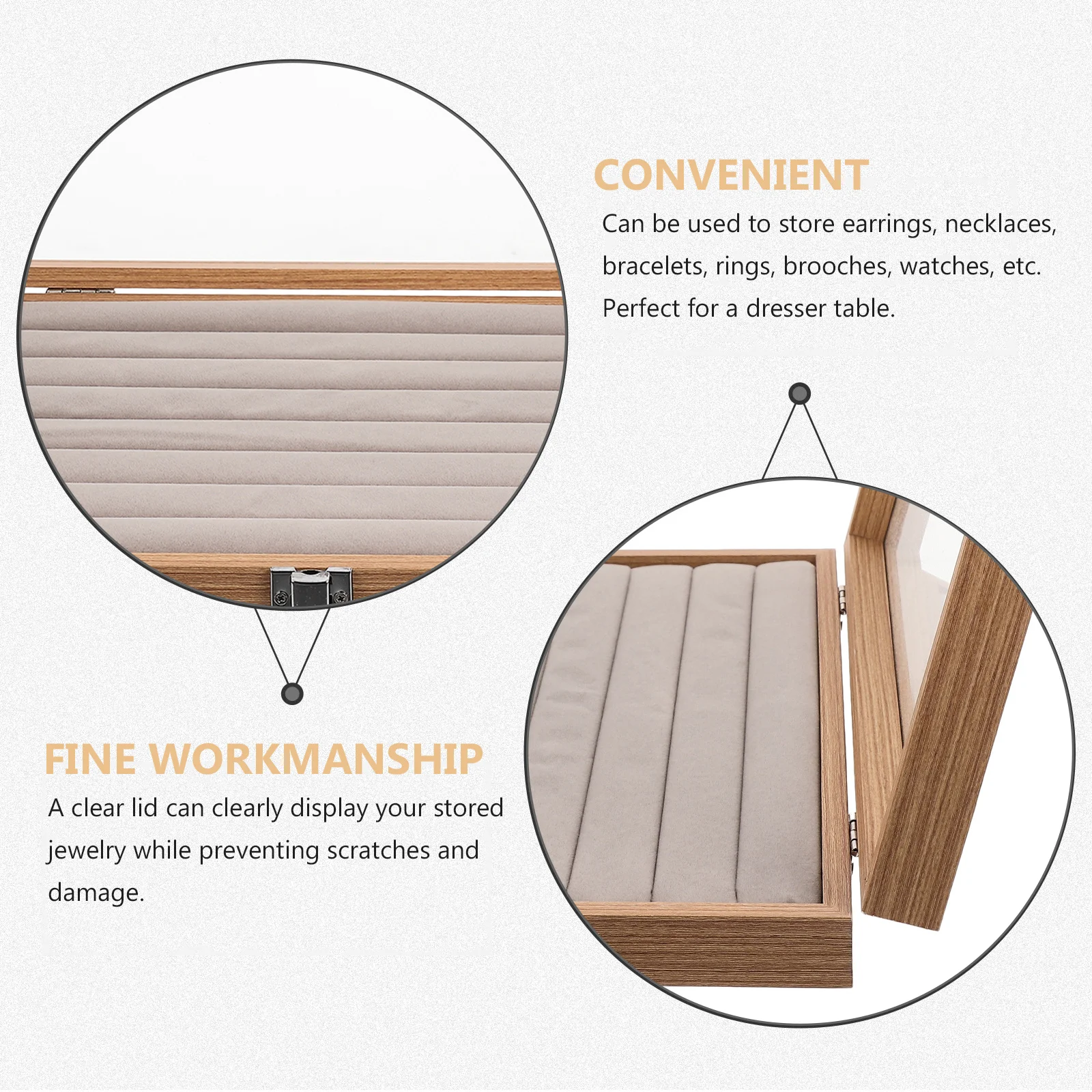 

Transparent Jewelry Organizer Box Clear Lid Display Case for Rings Necklaces Earrings Desktop Jewelry Storage Tray