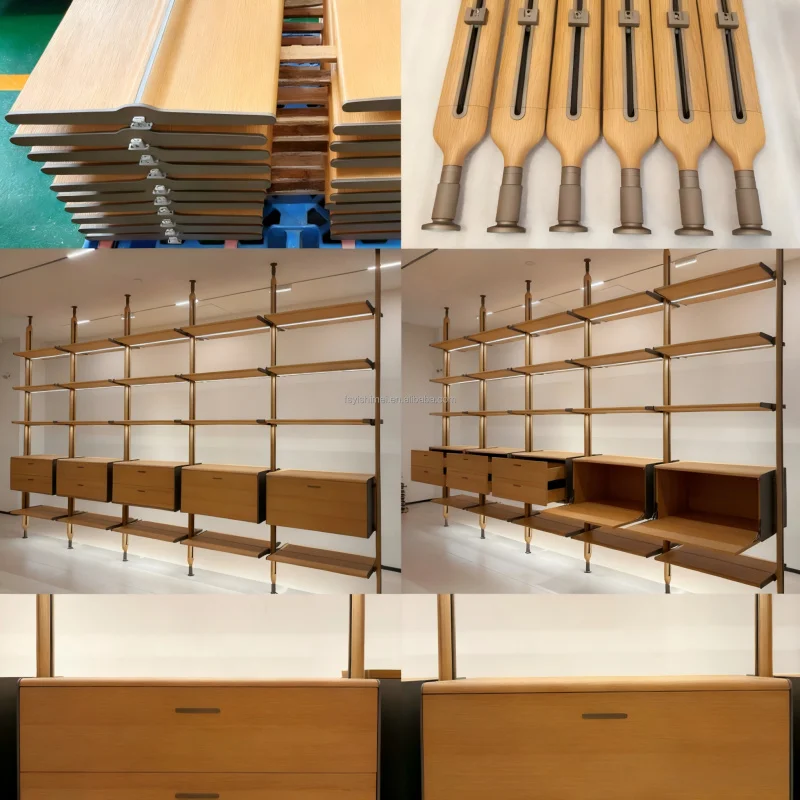 custom.Book Shelves Storage Display Rack Modern Minimalist Luxury Custom Metal Aluminum Frame With Led Light Living